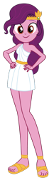 Size: 370x1350 | Tagged: safe, alternate version, artist:roseluck, character:pipp petals, species:eqg human, g5, alternate eye color, circlet, clothing, digital art, dress, equestria girls (g5), equestria girls style, equestria girls-ified, female, full body, hands on hip, inkscape, looking at you, pipp wings, sandals, sash, simple background, smiling, smiling at you, solo, species swap, style emulation, toga, transparent background, vector, wrong eye color