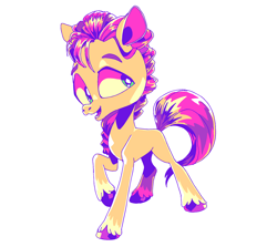 Size: 2016x1800 | Tagged: safe, artist:batshaped, character:sunny starscout, species:earth pony, species:pony, g5, blank flank, braid, coat markings, simple background, socks (coat marking), solo, unshorn fetlocks, white background