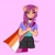 Size: 2048x2048 | Tagged: safe, alternate version, artist:enbystarly, part of a set, character:sunny starscout, species:anthro, g5, braid, bust, clothing, lesbian, lesbian pride flag, pride flag, shorts, simple background, smiling, solo, tshir