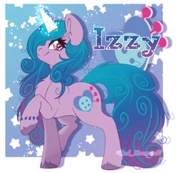 Size: 3296x3204 | Tagged: safe, artist:red_moonwolf, character:izzy moonbow, species:pony, species:unicorn, g5, bracelet, chest fluff, cutie mark, glowing horn, gradient hair, horn pattern, magic, solo, unshorn fetlocks