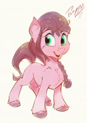 Size: 1960x2772 | Tagged: safe, artist:tonyr_artist, character:sunny starscout, species:earth pony, species:pony, g5, blank flank, braid, chest fluff, simple background, solo, sunnybetes, unshorn fetlocks, white background