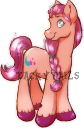 Size: 552x836 | Tagged: safe, artist:tackytails, character:sunny starscout, species:earth pony, species:pony, g5, braid, coat markings, simple background, socks (coat marking), solo, transparent background, unshorn fetlocks