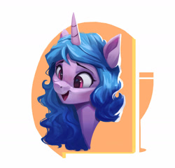 Size: 1600x1537 | Tagged: safe, artist:vanillaghosties, character:izzy moonbow, species:pony, species:unicorn, g5, blushing, bust, gradient hair, izzybetes, simple background, solo