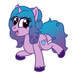 Size: 1200x1200 | Tagged: safe, artist:dafiltafish, character:izzy moonbow, species:pony, species:unicorn, g5, cutie mark, gradient hair, horn pattern, simple background, solo, unshorn fetlocks, white background