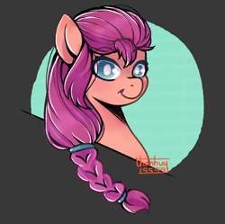 Size: 750x747 | Tagged: safe, artist:thanhvy15599, character:sunny starscout, species:earth pony, species:pony, g5, braid, bust, simple background, solo, sunnybetes
