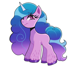 Size: 852x773 | Tagged: safe, artist:vampykira, character:izzy moonbow, species:pony, species:unicorn, g5, blank flank, gradient hair, horn pattern, simple background, solo, transparent background, unshorn fetlocks