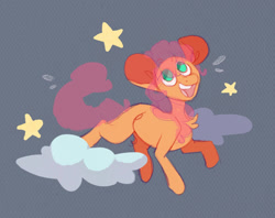 Size: 1895x1499 | Tagged: safe, artist:noneveralways, character:sunny starscout, species:earth pony, species:pony, g5, abstract background, cloud, cute, eye clipping through hair, female, looking up, mare, mixed media, no pupils, smiling, solo, star, sunnybetes, wip