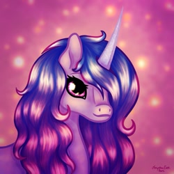 Size: 1181x1181 | Tagged: safe, alternate version, artist:amynthaa, character:izzy moonbow, species:pony, species:unicorn, g5, gradient hair, horn pattern, solo