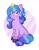 Size: 1364x1746 | Tagged: safe, artist:skylaedits, character:izzy moonbow, species:pony, species:unicorn, g5, blushing, bracelet, chest fluff, childproof horn, gradient hair, izzybetes, simple background, sitting, solo, tennis ball, unshorn fetlocks
