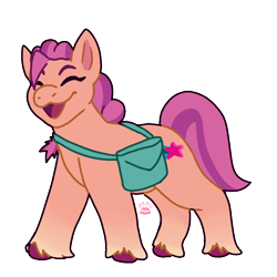 Size: 1000x1000 | Tagged: safe, artist:cute_chem, character:sunny starscout, species:earth pony, species:pony, g5, bag, braid, coat markings, cutie mark, simple background, socks (coat marking), solo, transparent background, unshorn fetlocks