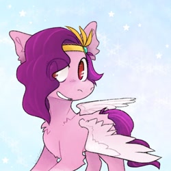 Size: 1200x1200 | Tagged: safe, artist:lavafoox, character:pipp petals, species:pegasus, species:pony, g5, adorapipp, chest fluff, circlet, cute, ear fluff, pipp wings, solo, spread wings, wings