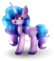 Size: 1124x1272 | Tagged: safe, artist:asthethicwave, character:izzy moonbow, species:pony, species:unicorn, g5, blank flank, chest fluff, ear fluff, gradient hair, side view, simple background, solo, transparent background, unshorn fetlocks