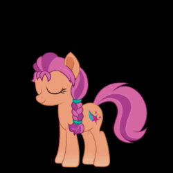 Size: 720x720 | Tagged: safe, artist:yudhaikeledai, character:sunny starscout, species:earth pony, species:pony, g5, animated, braid, solo, spin, wave, webm
