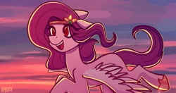 Size: 2325x1227 | Tagged: safe, artist:cinderexe, character:pipp petals, species:pegasus, species:pony, g5, adorapipp, circlet, cute, flying, pipp wings, solo, spread wings, wings