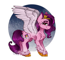 Size: 1024x948 | Tagged: safe, artist:millefaller, character:pipp petals, species:pegasus, species:pony, g5, chest fluff, circlet, cutie mark, looking sideways, pipp wings, side view, solo, spread wings, unshorn fetlocks, wings