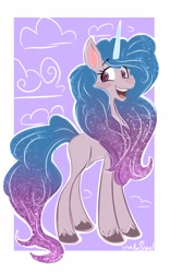 Size: 1281x2048 | Tagged: safe, artist:thechaoticboop, character:izzy moonbow, species:pony, species:unicorn, g5, blank flank, gradient hair, solo, unshorn fetlocks