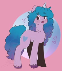 Size: 1218x1388 | Tagged: safe, artist:kitberryart, character:izzy moonbow, species:pony, species:unicorn, g5, blep, chest fluff, cutie mark, gradient hair, solo, tongue out, unshorn fetlocks