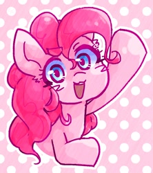 Size: 894x1006 | Tagged: safe, artist:temmie_kun, character:pinkie pie, species:earth pony, species:pony, g4, bust, cute, happy, open mouth, solo, wave
