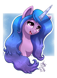 Size: 880x1200 | Tagged: safe, artist:joakaha, character:izzy moonbow, species:pony, species:unicorn, g5, bust, gradient hair, solo