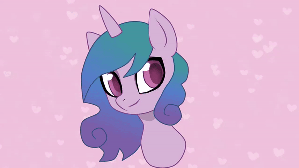 Size: 600x338 | Tagged: safe, artist:ailishroyal, character:izzy moonbow, species:pony, species:unicorn, g5, animated, blep, bust, floppy ears, gif, gradient hair, head tilt, looking at you, solo, tongue out, wink