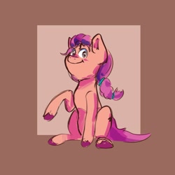 Size: 2000x2000 | Tagged: safe, artist:cr0_1__, character:sunny starscout, species:earth pony, species:pony, g5, braid, sitting, solo, unshorn fetlocks
