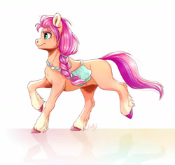 Size: 1600x1506 | Tagged: safe, artist:gaelledragons, character:sunny starscout, species:earth pony, species:pony, g5, cloven hooves, female, mare, signature, simple background, solo