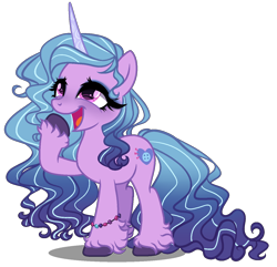 Size: 1350x1300 | Tagged: safe, artist:gihhbloonde, character:izzy moonbow, species:pony, species:unicorn, g5, bracelet, cutie mark, gradient hair, laughing, raised hoof, simple background, solo, transparent background