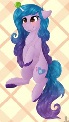 Size: 2322x4096 | Tagged: safe, artist:monsoonvisionz, character:izzy moonbow, species:pony, species:unicorn, g5, childproof horn, cutie mark, floppy ears, gradient hair, solo, tennis ball, unshorn fetlocks