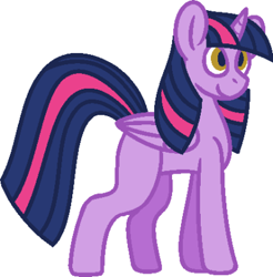 Size: 400x407 | Tagged: safe, alternate version, artist:prince-celestia, character:twilight sparkle, character:twilight sparkle (alicorn), species:alicorn, species:pony, g4, alternate eye color, alternate hair color, female, mare, missing cutie mark, redesign, simple background, solo, white background