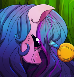 Size: 712x740 | Tagged: safe, artist:mintiet, character:izzy moonbow, species:pony, species:unicorn, g5, bust, childproof horn, gradient hair, solo, tennis ball