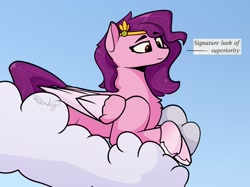 Size: 2287x1711 | Tagged: safe, artist:render_point, character:pipp petals, species:pegasus, species:pony, g5, arrogant, circlet, crossed arms, lying down, lying on a cloud, pipp wings, solo, unshorn fetlocks