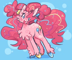 Size: 2928x2450 | Tagged: safe, artist:sillydandy, character:pinkie pie, species:earth pony, species:pony, g4, fluffy, open mouth, rainbow power, simple background, smiling, solo
