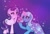 Size: 1536x1046 | Tagged: safe, alternate version, artist:enbystarly, character:starlight glimmer, character:trixie, species:pony, species:unicorn, ship:startrix, g4, glowing horn, happy crying, magic, proposal, ring, simple background, sparkles, telekinesis