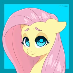 Size: 850x850 | Tagged: safe, artist:hrukii, character:fluttershy, species:pegasus, species:pony, g4, bust, simple background, solo