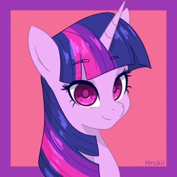 Size: 850x850 | Tagged: safe, artist:hrukii, character:twilight sparkle, character:twilight sparkle (unicorn), species:pony, species:unicorn, g4, bust, simple background, solo