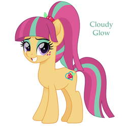 Size: 900x900 | Tagged: safe, artist:cloudyglow, character:sour sweet, species:earth pony, species:pony, g4, grin, ponified, simple background, solo, white background