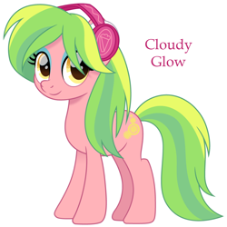 Size: 900x900 | Tagged: safe, artist:cloudyglow, character:lemon zest, species:earth pony, species:pony, g4, headphones, ponified, simple background, solo, white background