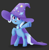 Size: 1800x1850 | Tagged: safe, artist:biocrine, character:trixie, species:pony, species:unicorn, g4, pointing, simple background, solo, standing on two hooves, trixie's cape, trixie's hat