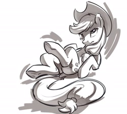 Size: 2712x2425 | Tagged: safe, artist:kamdrawings, character:applejack, species:earth pony, species:pony, g4, angry, frown, monochrome, solo
