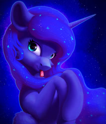 Size: 1066x1251 | Tagged: safe, artist:itssim, character:princess luna, species:alicorn, species:pony, g4, blep, bust, female, looking at you, mare, simple background, solo, tongue out