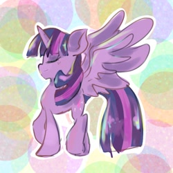 Size: 768x768 | Tagged: safe, artist:pnpn_721, character:twilight sparkle, character:twilight sparkle (alicorn), species:alicorn, species:pony, g4, simple background, solo, spread wings, wings