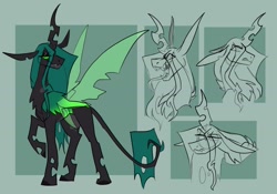 Size: 1429x1000 | Tagged: safe, artist:rockin_candies, character:queen chrysalis, species:changeling, g4, fangs, leonine tail, long ears, tongue out