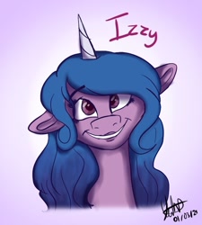 Size: 720x800 | Tagged: safe, artist:sukipershipper, character:izzy moonbow, species:pony, species:unicorn, g5, bust, gradient hair, solo