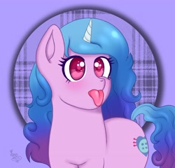 Size: 4096x3939 | Tagged: safe, artist:yumomoart, character:izzy moonbow, species:pony, species:unicorn, g5, blep, cutie mark, gradient hair, solo, tongue out