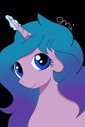 Size: 1440x2146 | Tagged: safe, artist:onistarflower, character:izzy moonbow, species:pony, species:unicorn, g5, bust, glowing horn, gradient hair, magic, solo