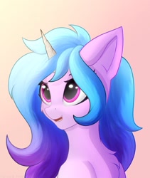 Size: 1600x1900 | Tagged: safe, artist:xenius_fms, character:izzy moonbow, species:pony, species:unicorn, g5, bust, chest fluff, gradient hair, portrait, solo