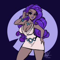 Size: 720x720 | Tagged: safe, artist:awdtwit, character:rarity, species:human, g5, bracelet, clothing, dress, earring, humanized, necklace, solo