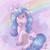 Size: 768x768 | Tagged: safe, artist:mappyprang22, character:izzy moonbow, species:pony, species:unicorn, g5, blushing, bracelet, gradient hair, izzybetes, jewelry, looking at you, rainbow, raised hoof, sitting, solo, unshorn fetlocks