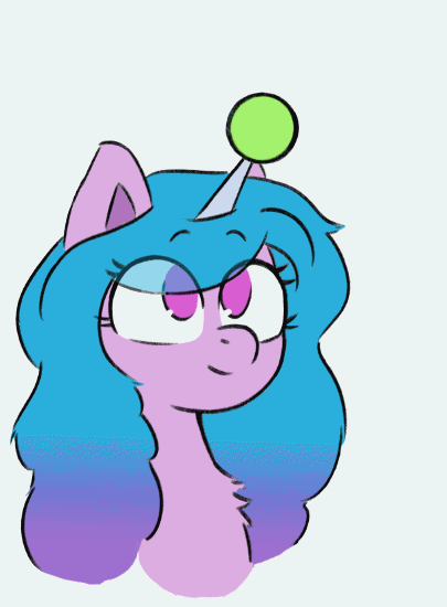 Size: 405x550 | Tagged: safe, artist:endo_youtsume, artist:szafir87, character:izzy moonbow, species:pony, species:unicorn, g5, animated, ball, blinking, chest fluff, childproof horn, cute, eating, female, gif, glowing horn, gradient hair, horn, izzy's tennis ball, loop, magic, mare, nom, silly, silly pony, simple background, telekinesis, tennis ball, that pony sure does love tennis balls, toy, white background