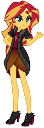 Size: 1024x2926 | Tagged: safe, artist:emeraldblast63, character:sunset shimmer, species:eqg human, g4, boots, clothes swap, clothing, coat, digital art, female, human sunset, shoes, simple background, solo, transparent background, vector